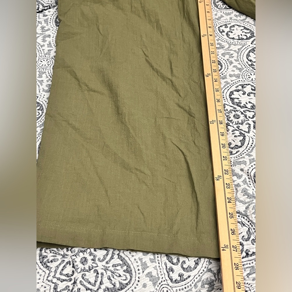 Halara High Waisted Pocket Wide Leg Olive Green Casual Linen-Feel Pants Small - Picture 8 of 13